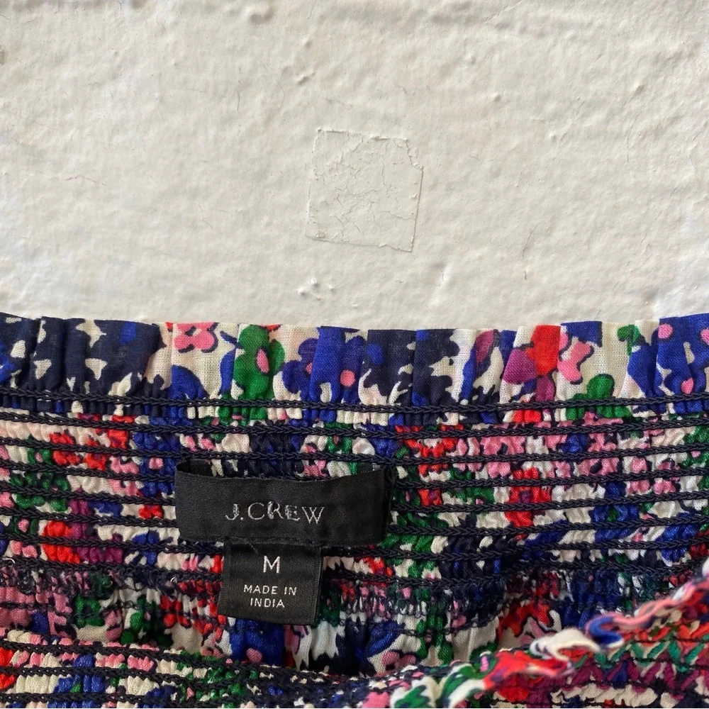 J. Crew || Smocked Dress In Watermark Floral Print Tie Shoulder Midi Medium_6